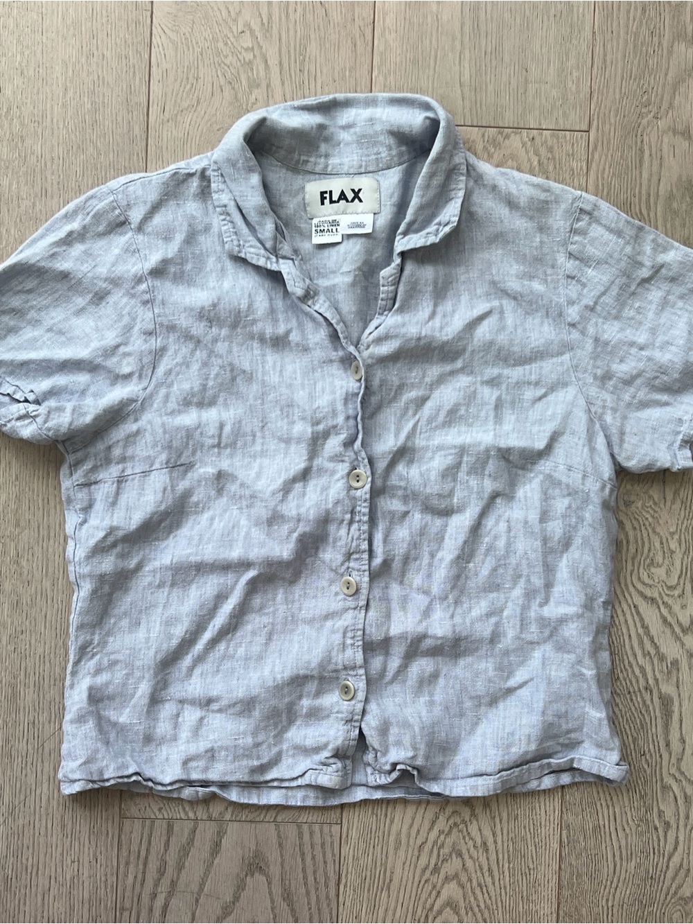 Flax Light Gray Linen Button-Front Shirt Women’s Size S